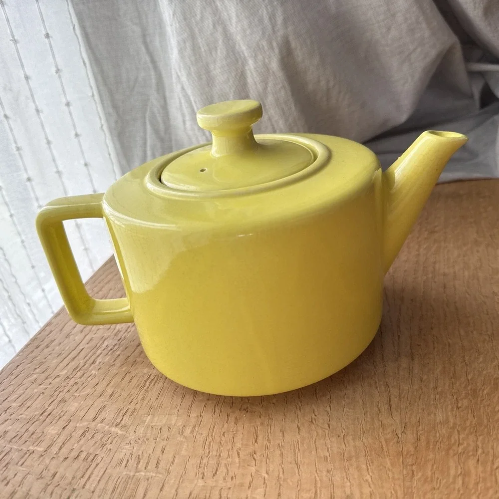 Vintage National Silver Co. Teapot Yellow Green With Sticker